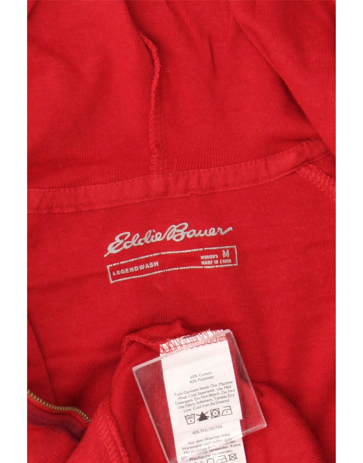 Maglione con cappuccio e zip da donna Eddie Bauer UK 14 Cotone a quadri rosso medio