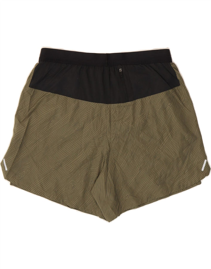 NIKE Womens Dri Fit Sport Shorts UK 12 Medium Khaki Striped Polyester Vintage Nike and Second-Hand Nike from Messina Hembry 