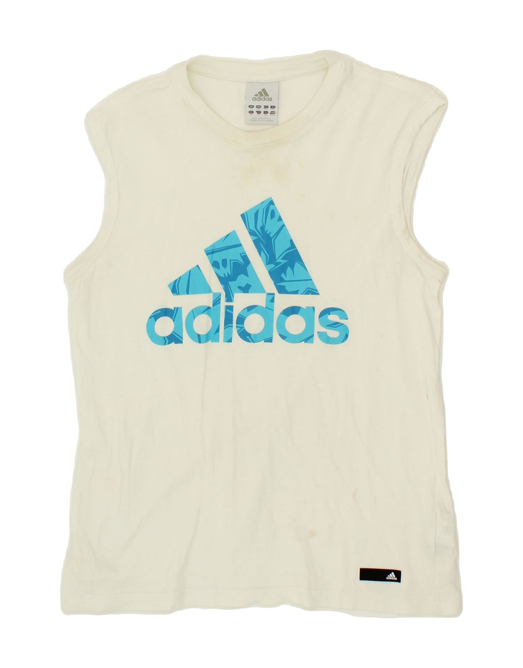ADIDAS Mens Graphic Vest Top XS White Cotton Vintage Adidas and Second-Hand Adidas from Messina Hembry 