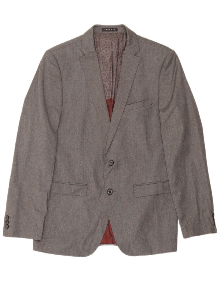 Giacca blazer a 2 bottoni da uomo Zara UK 38 Viscosa grigio medio