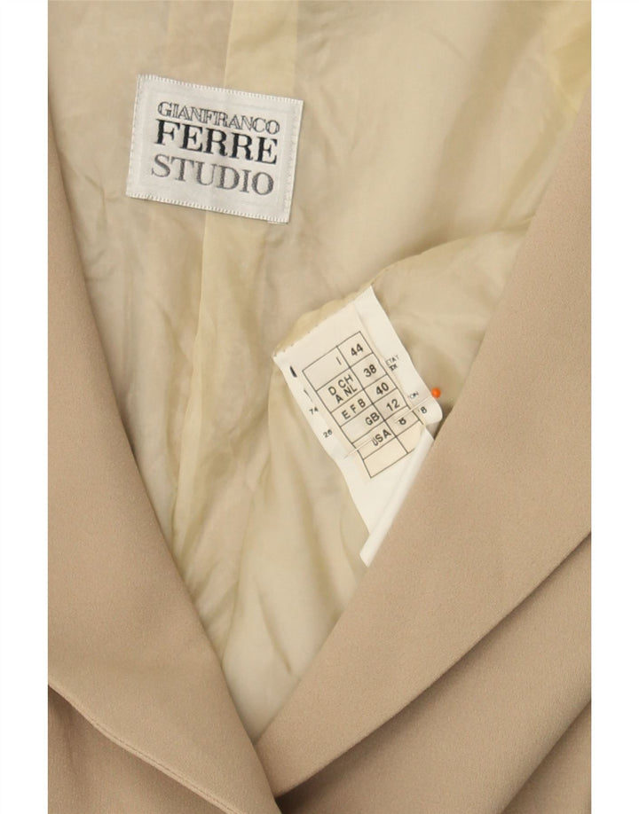 GIANFRANCO FERRE Womens Blazer Jacket UK 12 Medium Beige Acetate Vintage Gianfranco Ferre and Second-Hand Gianfranco Ferre from Messina Hembry 