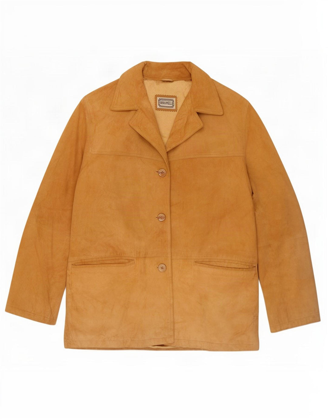 Giacca vintage in pelle scamosciata da donna IT 46 grande in pelle marrone