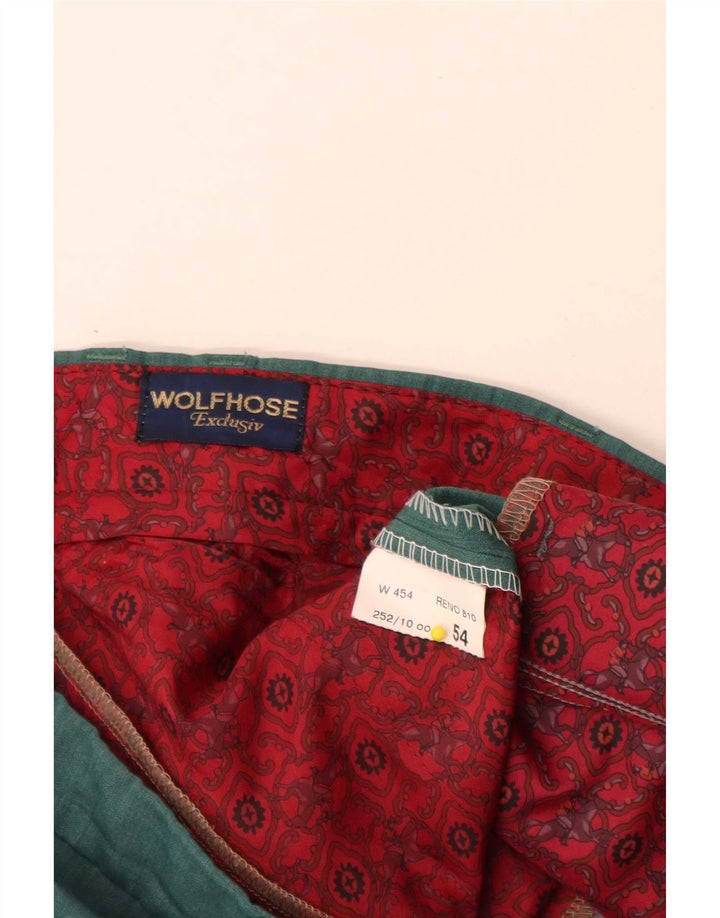 Pantaloni da abito vintage da uomo con pedge IT 54 2XL W38 L30 poliestere verde
