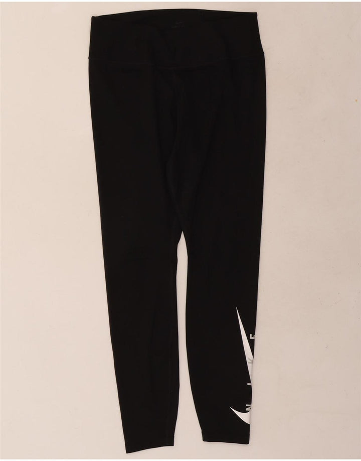 Leggings grafici Nike Dri Fit da donna UK 14 grande poliestere nero