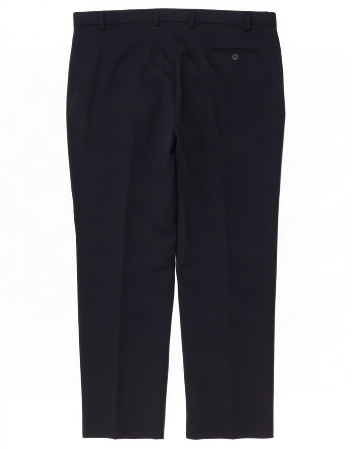 Pantaloni da abito vestibilità regolare Marks & Spencer da uomo W44 L31 poliestere blu navy