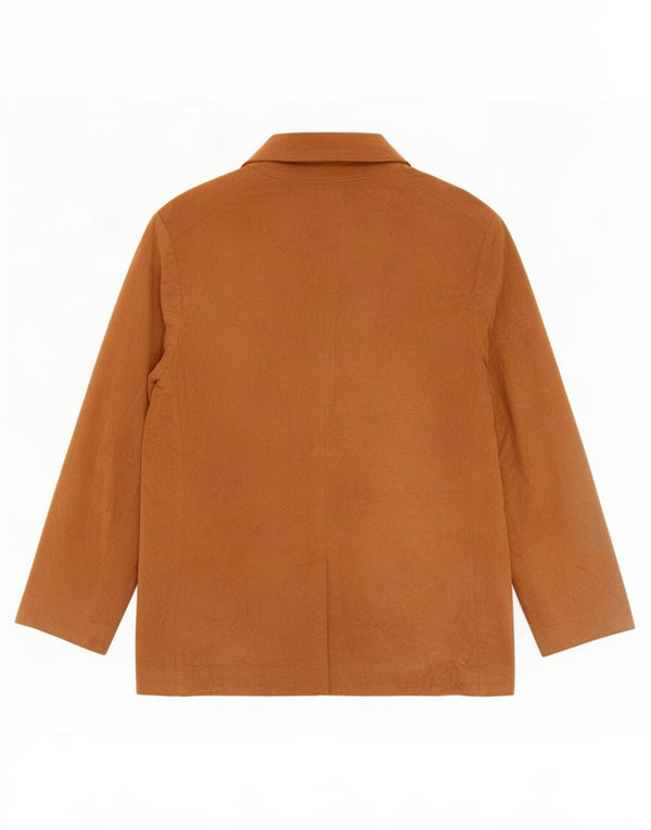 Giacca blazer vintage in pelle scamosciata doppio petto da donna UK 12 beige medio