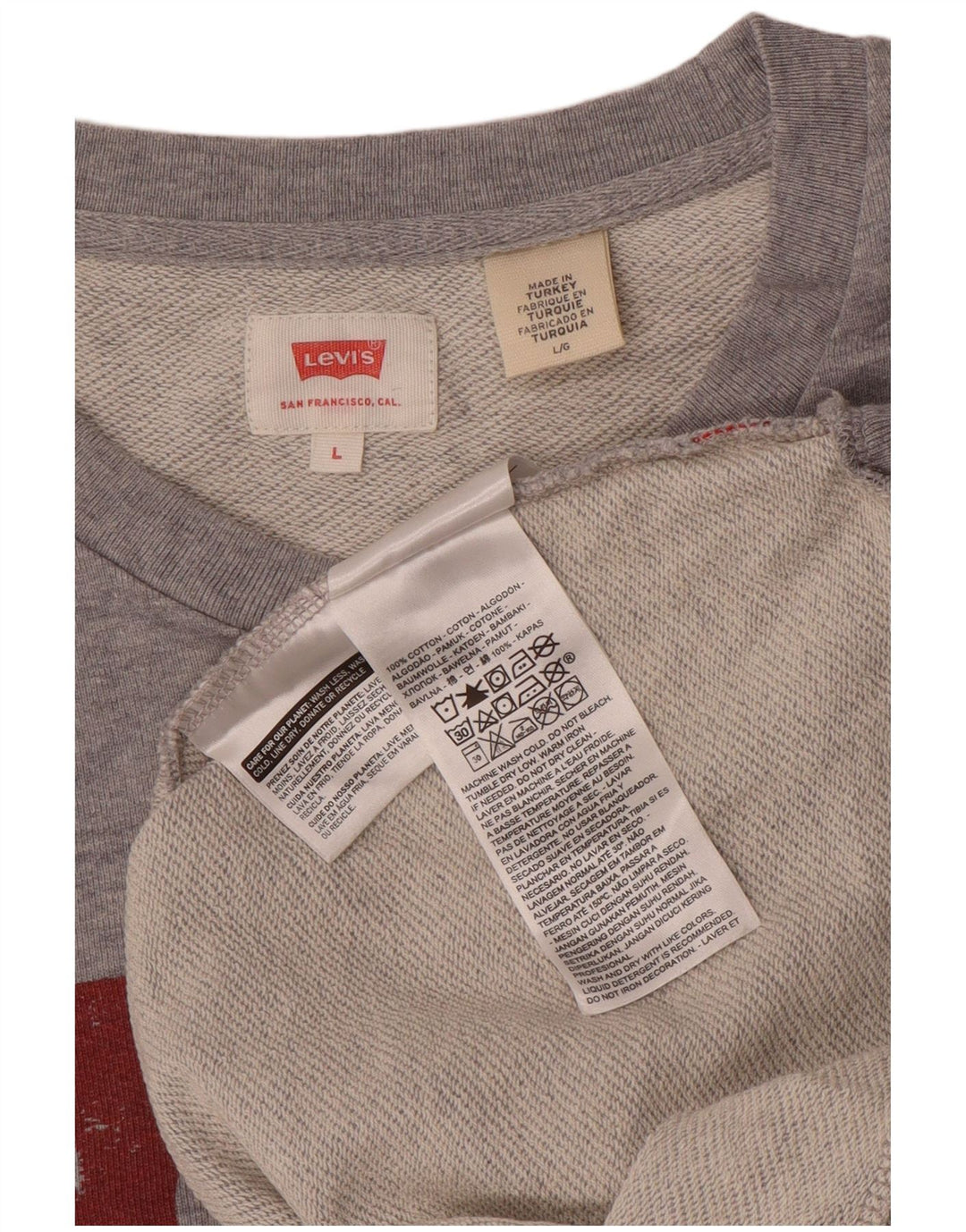 Levi's Felpa con grafica da uomo Maglione grande in cotone chiazzato grigio