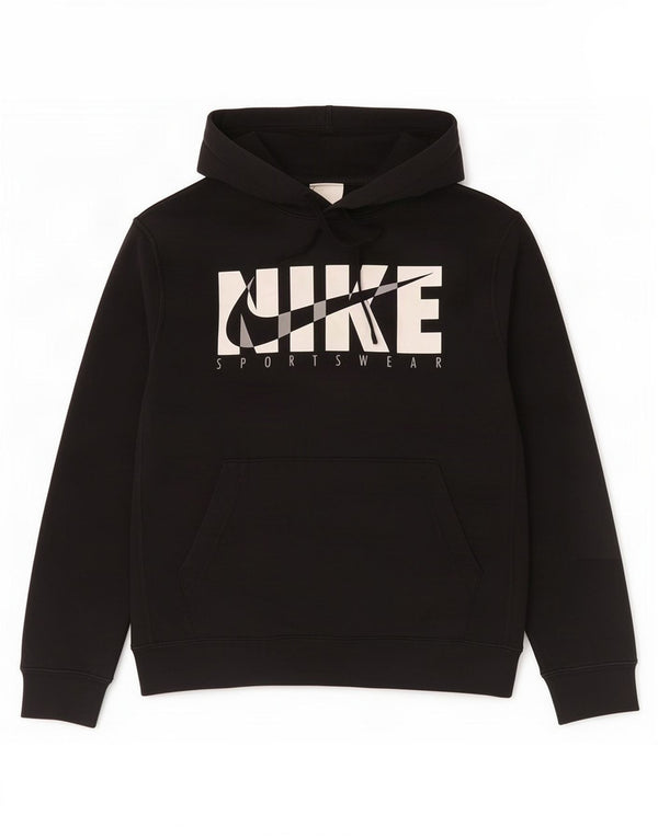 Felpa con cappuccio grafica Nike da uomo piccola in cotone nero