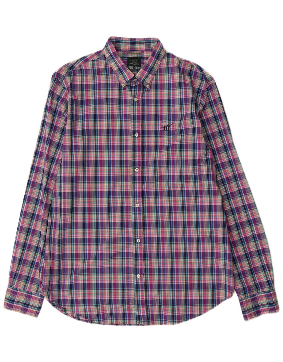 Camicia da uomo Henry Cottons taglia 43 XL in cotone a quadri multicolore