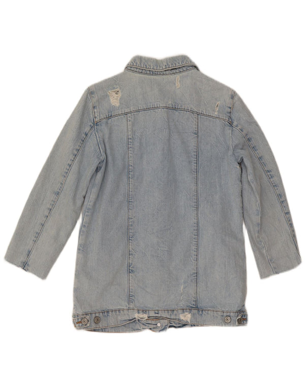 Giacca in denim con maniche a 3/4 effetto invecchiato Zara da donna UK 6 XS cotone blu