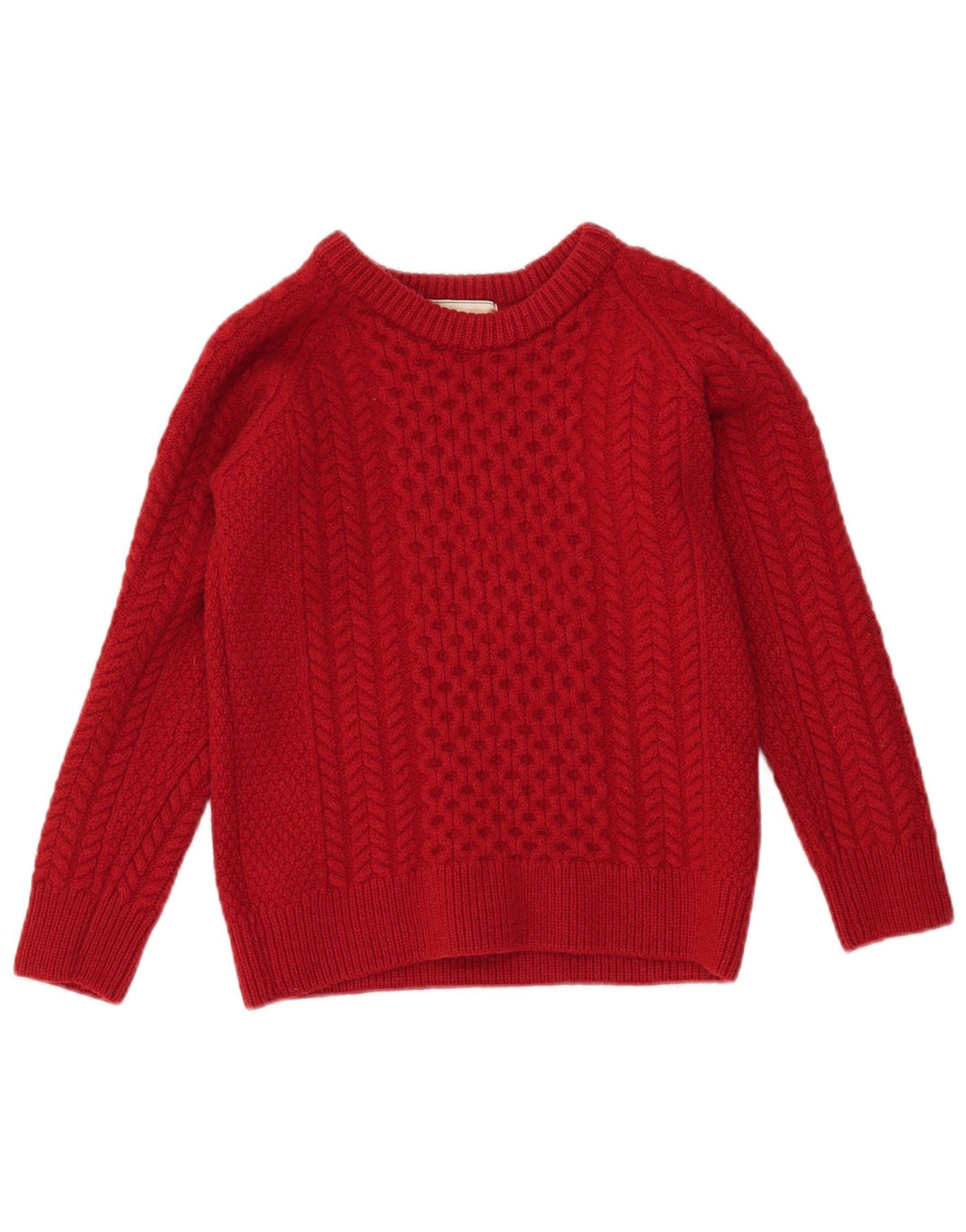 ORIGINAL ARAN CO. Maglione da donna con scollo a barchetta UK 12 Lana rossa media