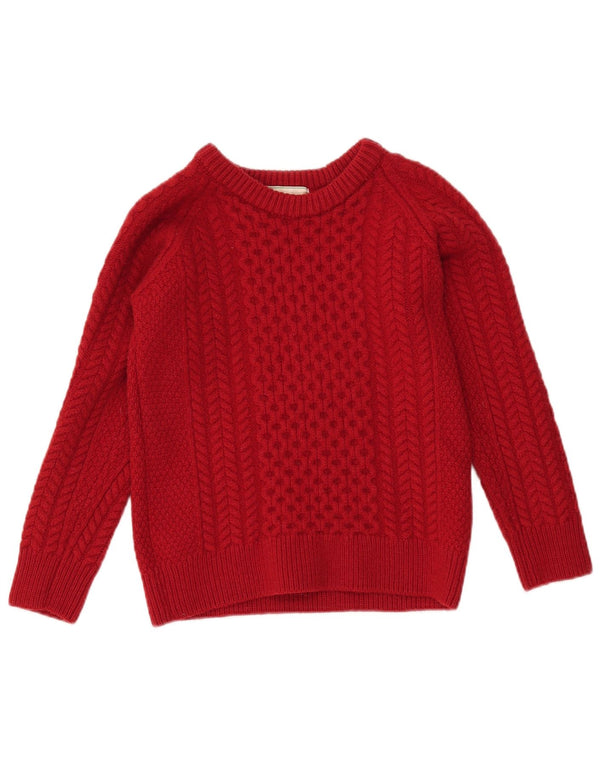 ORIGINAL ARAN CO. Maglione da donna con scollo a barchetta UK 12 Lana rossa media
