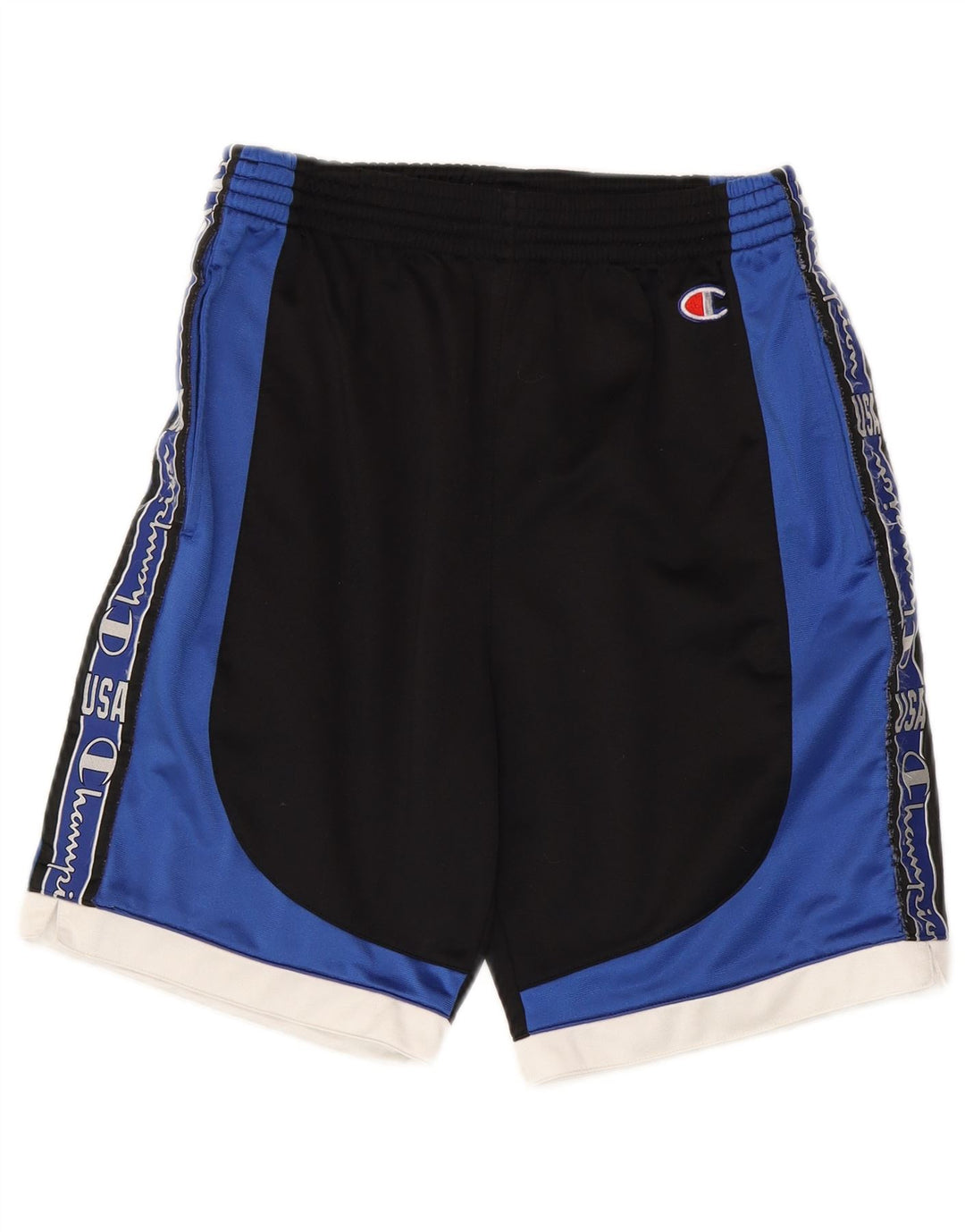 Pantaloncini sportivi grafici da uomo Champion piccoli in poliestere color block nero