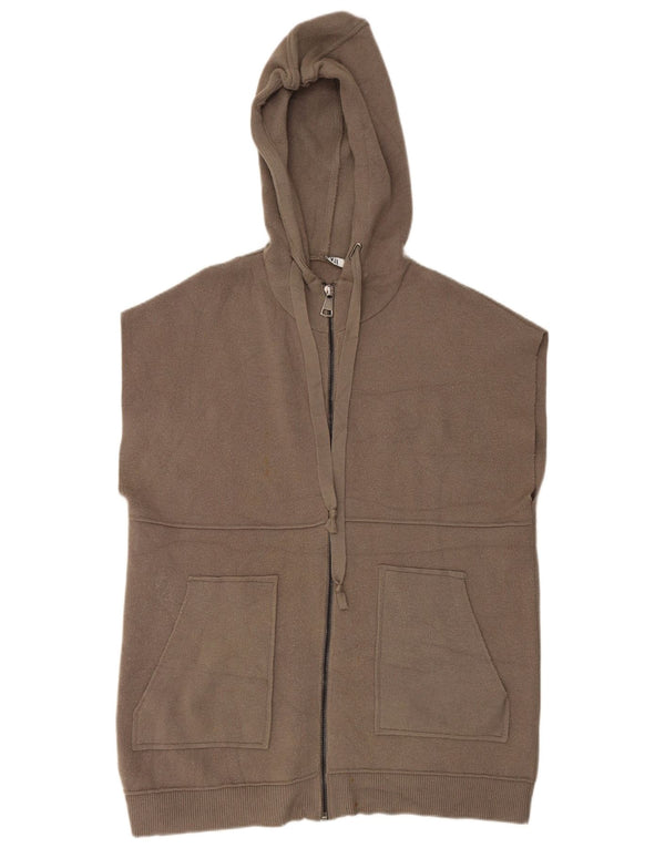 Maglione cardigan senza maniche con cappuccio da uomo Zara grande in viscosa marrone