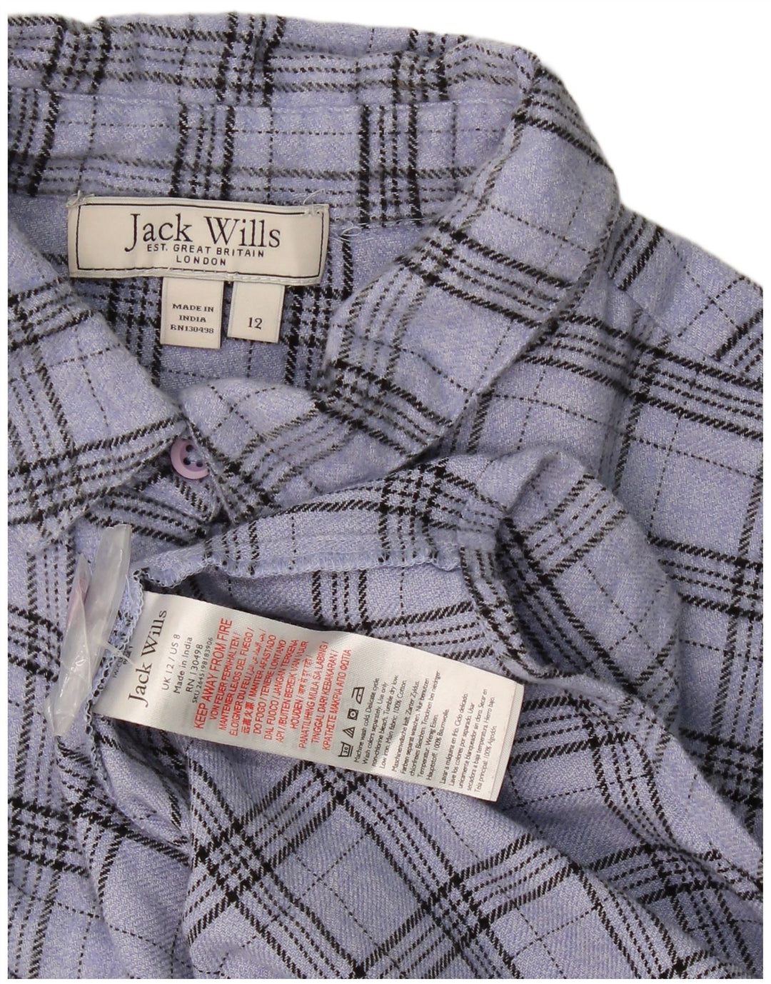 Abito camicia oversize da donna Jack Wills UK 12 Cotone a quadri blu medio