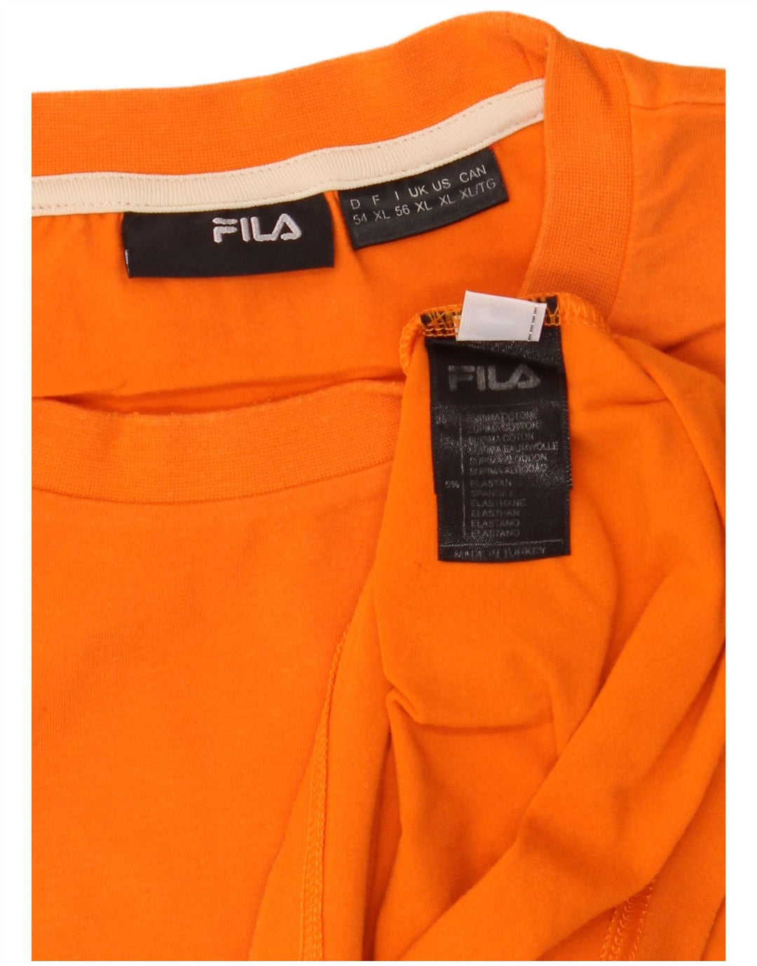 T-shirt Fila da uomo Top XL in cotone color block arancione