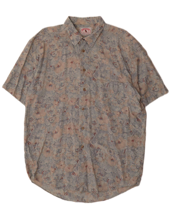 Camicia a maniche corte da uomo VINTAGE XL Rayon floreale multicolore