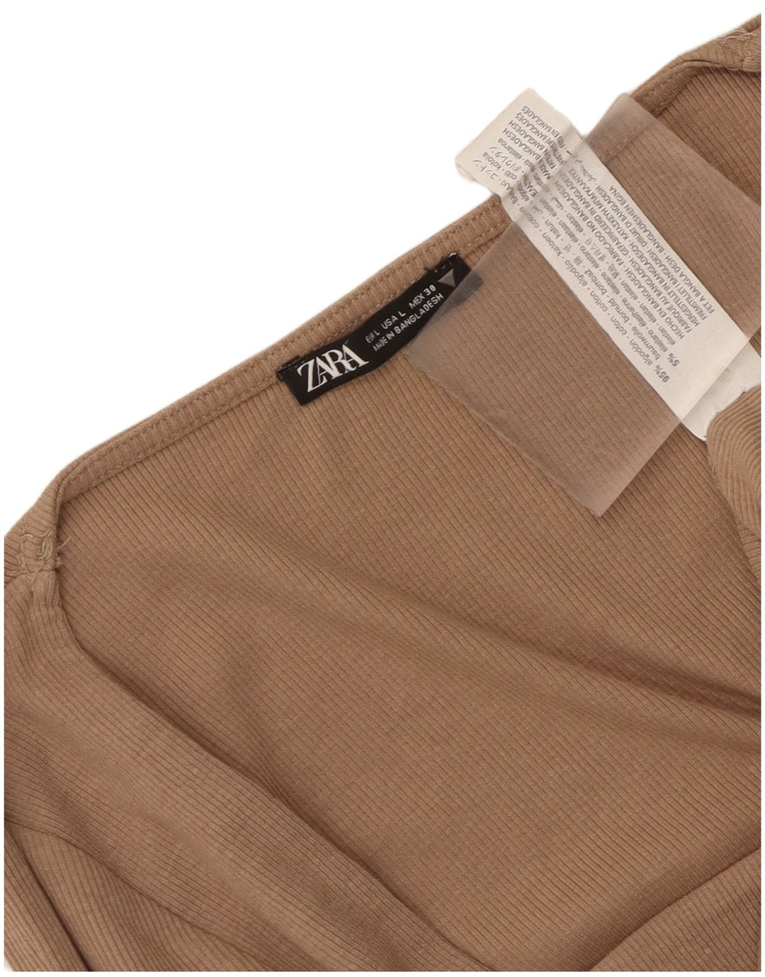 Top corto da donna Zara a maniche lunghe UK 14 grande cotone grigio