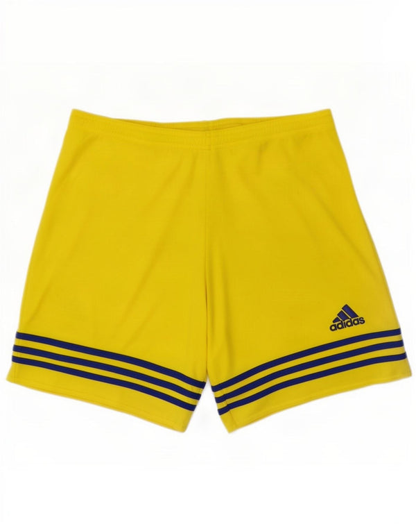 Pantaloncini sportivi Adidas Climalite da uomo in poliestere a righe gialle medie