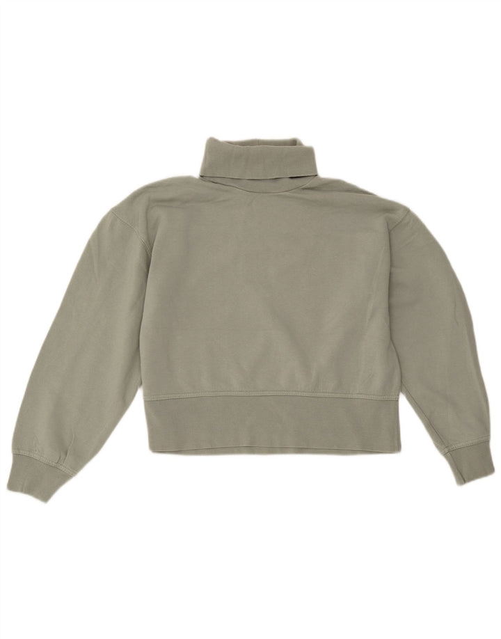 Felpa corta da donna Zara UK 14 cotone verde medio