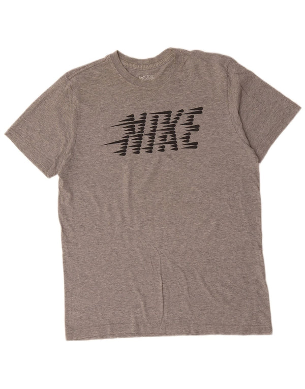 T-shirt grafica Nike da uomo con vestibilità regolare, top in cotone mélange grigio medio
