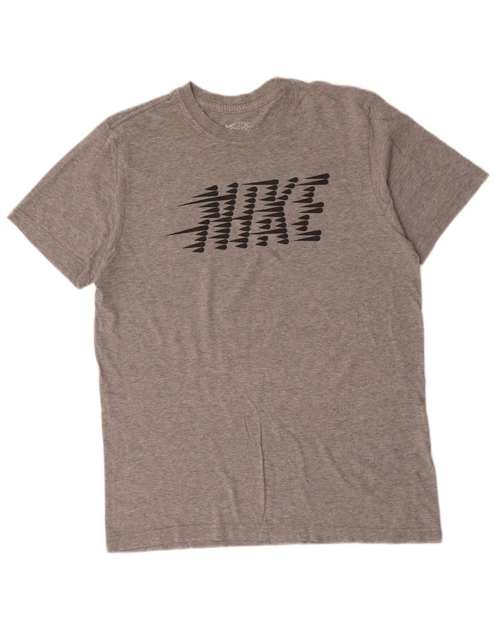 T-shirt grafica Nike da uomo con vestibilità regolare, top in cotone mélange grigio medio
