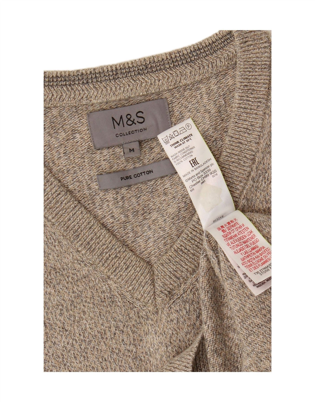 Canotta da uomo Marks & Spencer Canotta in cotone chiazzato beige medio