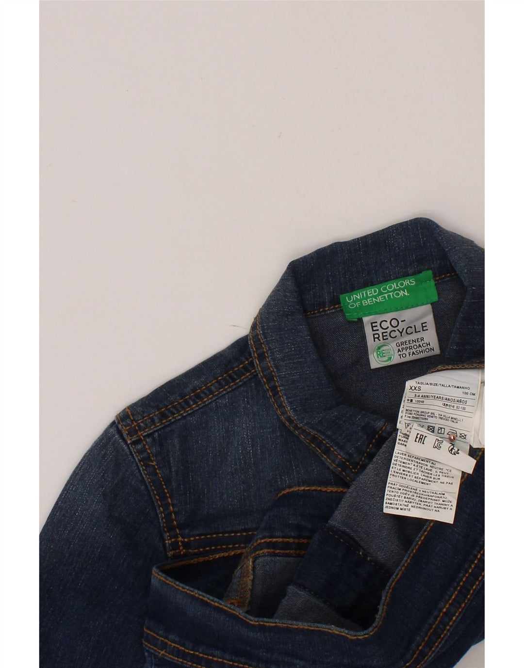 Giacca di jeans per ragazzi BENETTON 3-4 anni 2XS Blu Cotone