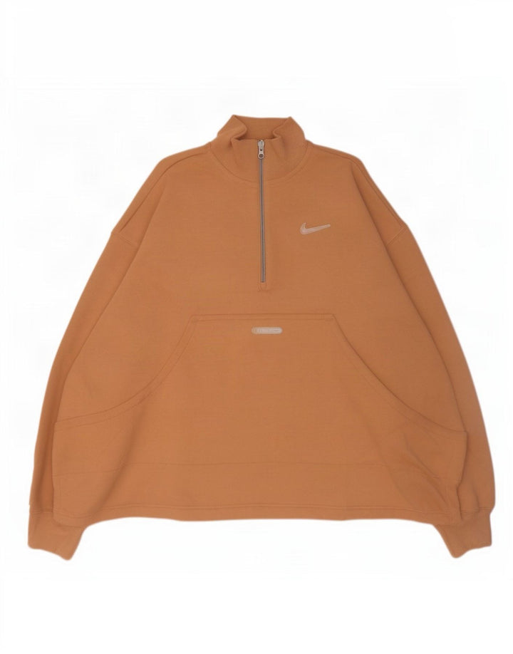 Felpa Nike Uomo con zip e collo maglione XL in cotone marrone