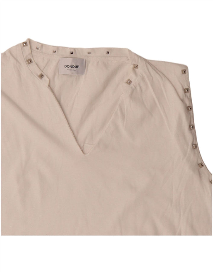 Dondup Camicetta senza maniche da donna Top UK 14 Medio Bianco