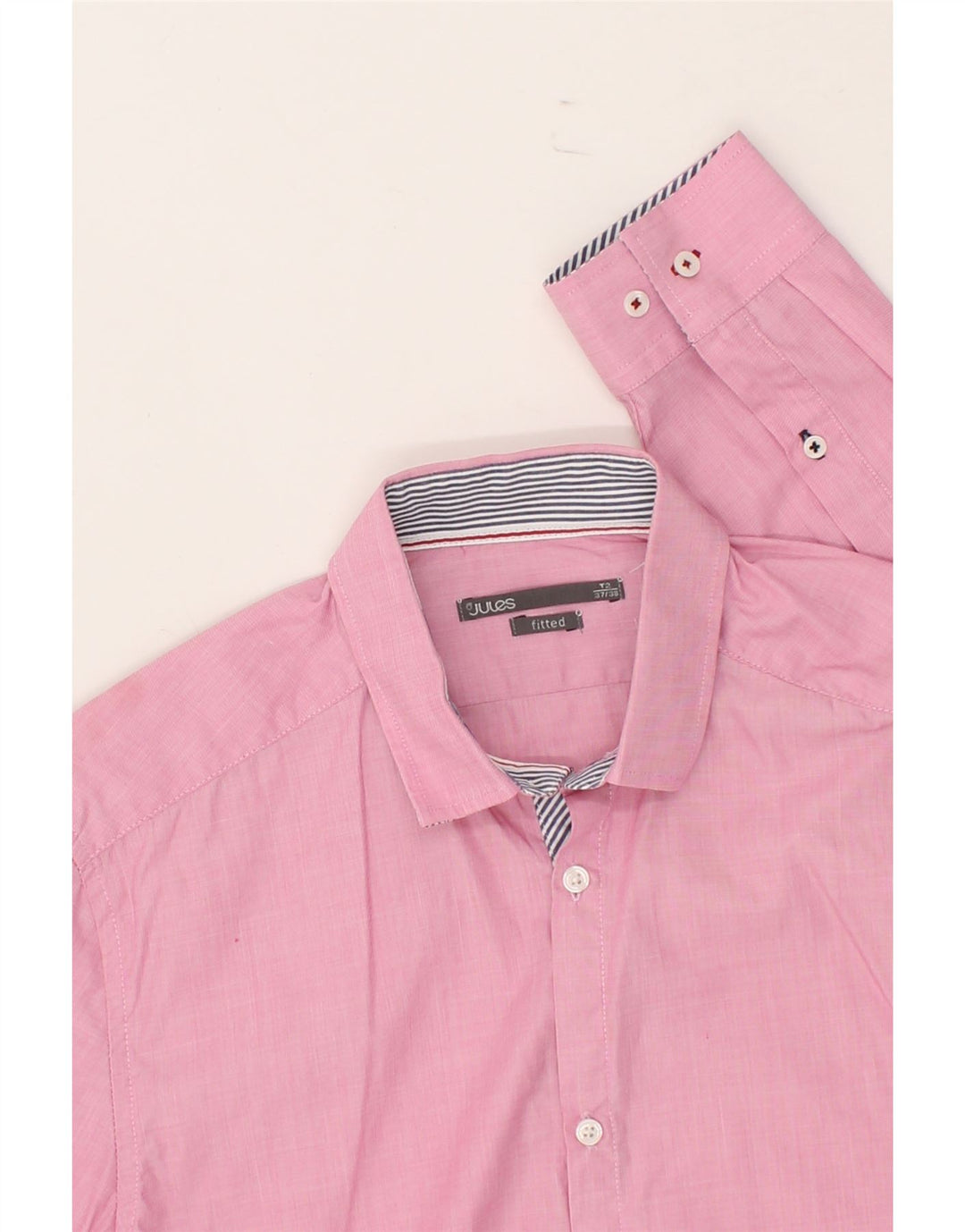 JULES Mens Fitted Shirt Size 37/38 Small Pink Cotton Vintage Jules and Second-Hand Jules from Messina Hembry 