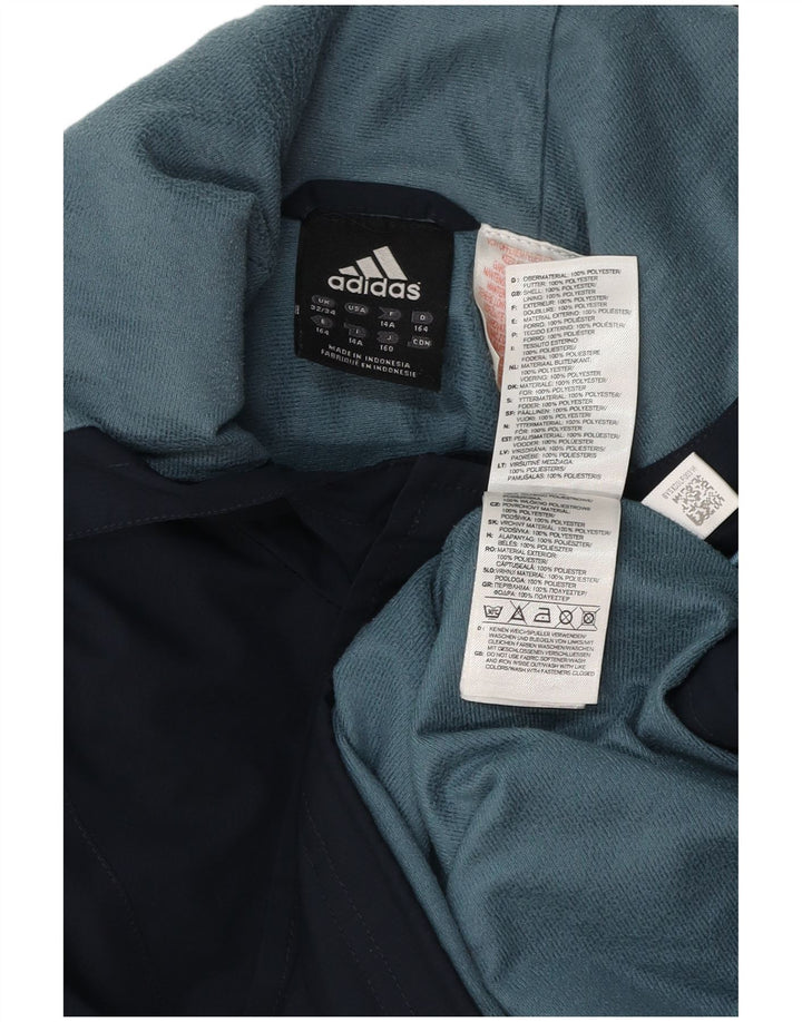 Giacca antipioggia ADIDAS da bambino, anorak con cappuccio, 13-14 anni, in poliestere blu navy