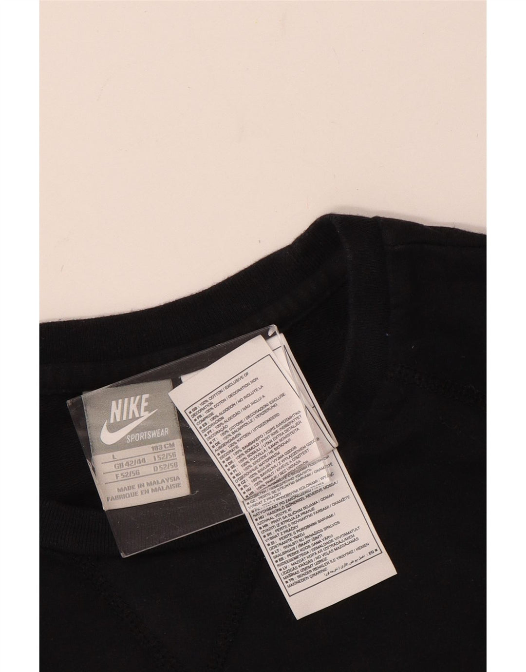 Felpa grafica da uomo NIKE Maglione UK 42/44 Grande cotone nero