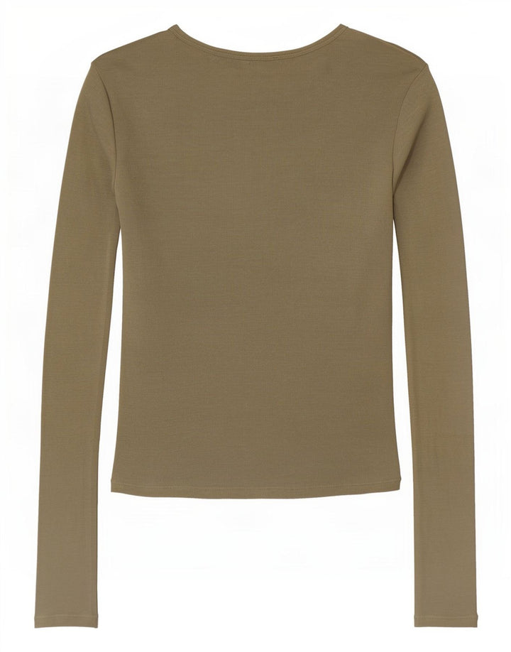 Top Zara da donna a maniche lunghe UK 12 medio cachi