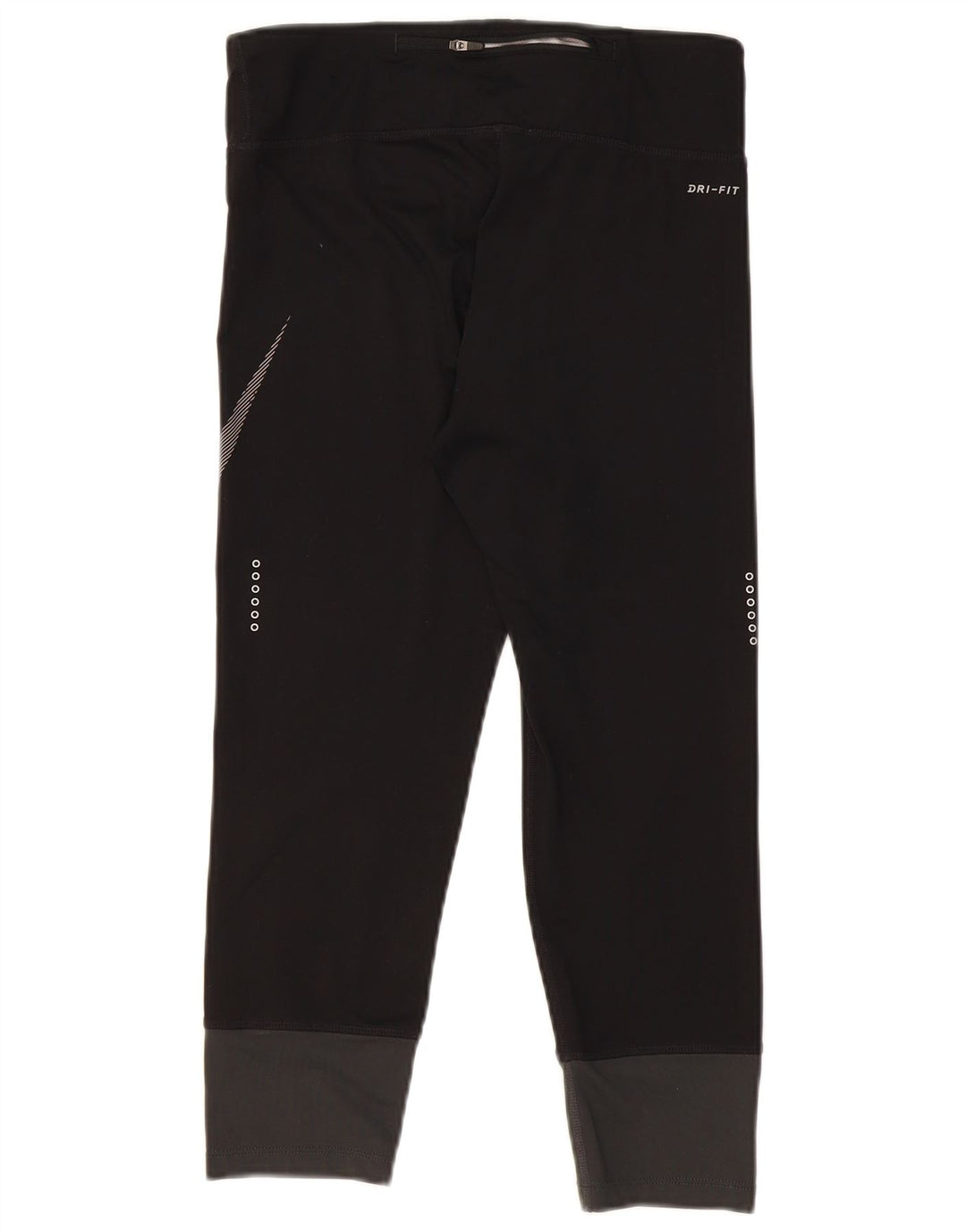 NIKE Womens Graphic Capri Leggings UK 12 Medium  Black Polyester