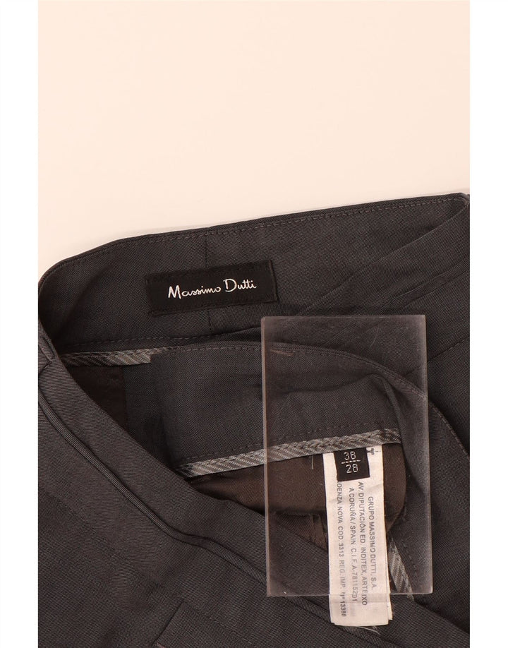 MASSIMO DUTTI Pantaloni da abito dritti da donna EU 38 Small W28 L33 Lana grigia