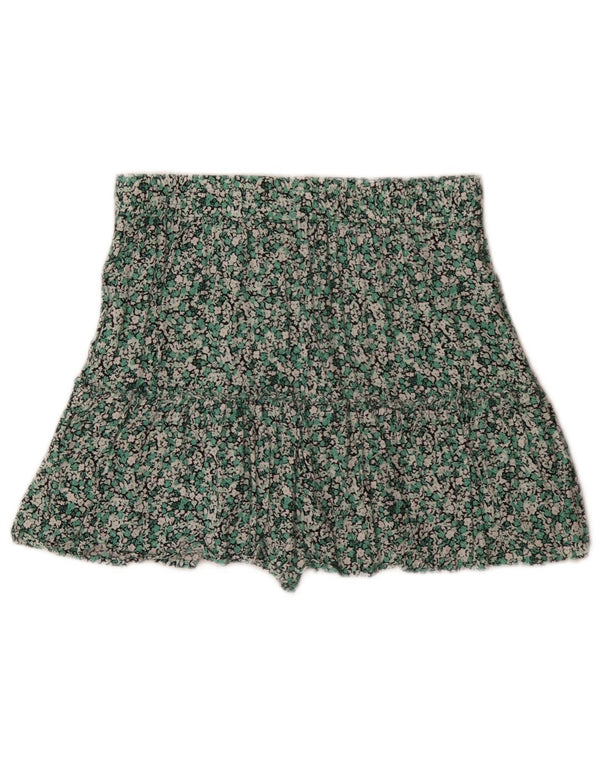 Pantaloni caldi a vita alta da donna Zara medi W28 viscosa floreale verde