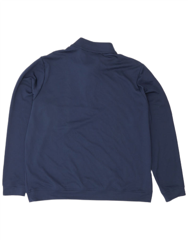 Felpa Adidas da uomo con zip e collo, maglione XL, blu navy in poliestere