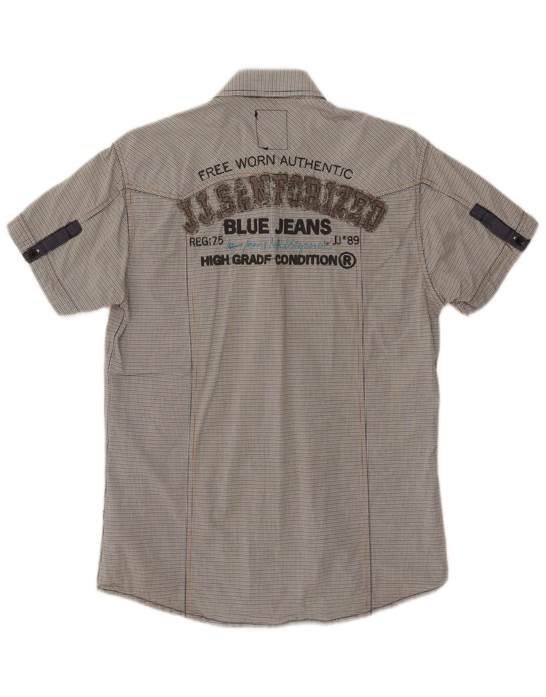 Camicia a maniche corte con grafica militare da uomo Jack & Jones a quadri grigio medio