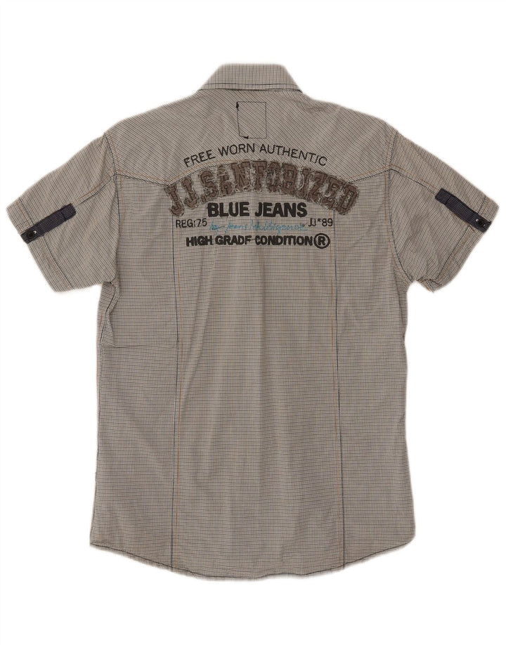 Camicia a maniche corte con grafica militare da uomo Jack & Jones a quadri grigio medio