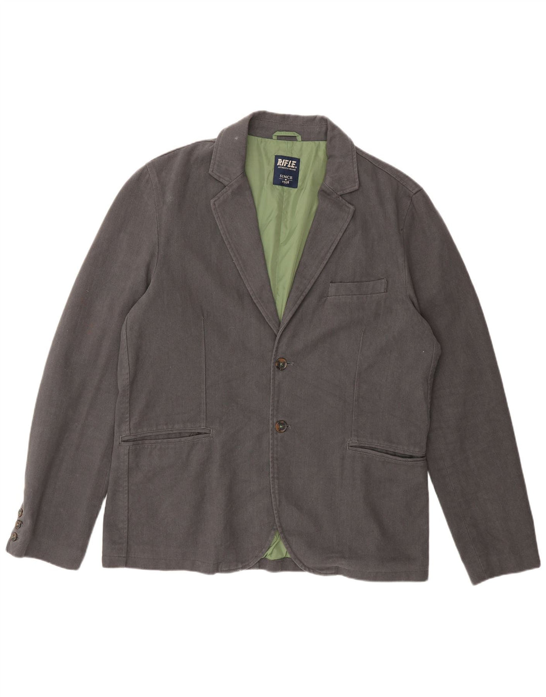 Giacca blazer da uomo a 2 bottoni Rifle UK 44 2XL Cotone grigio