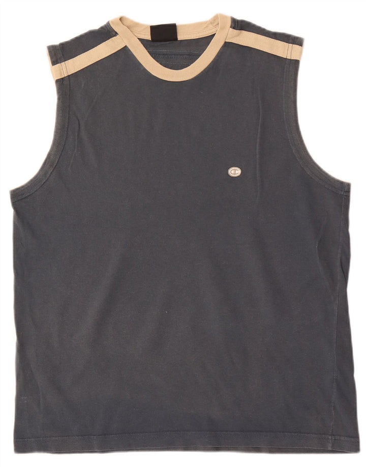 CHAMPION Canotta da uomo grande in cotone color block grigio
