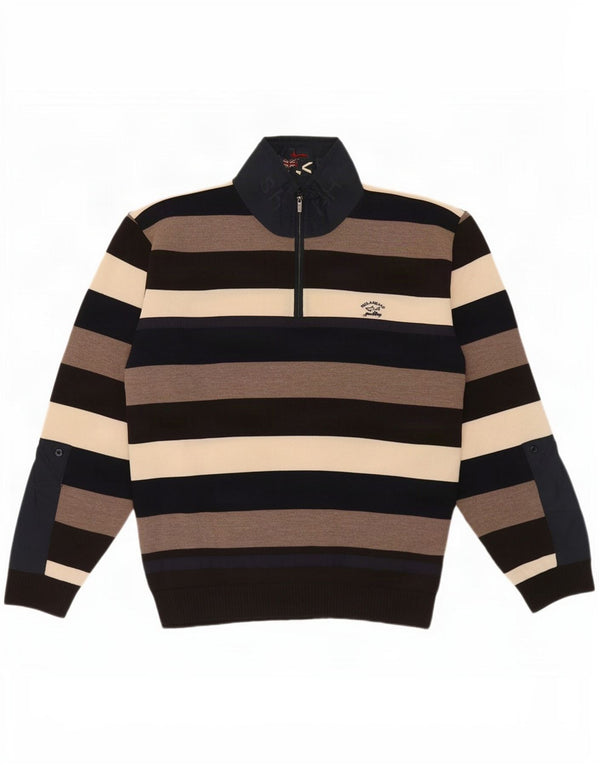 Paul & Shark Maglione da uomo con zip e collo XL a righe multicolore