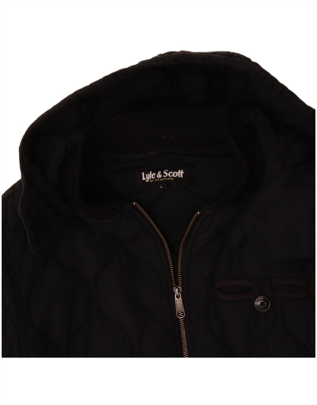 Giacca imbottita con cappuccio da uomo LYLE & SCOTT UK 40 grande cotone nero