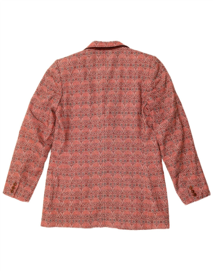 Giacca blazer vintage da donna a 3 bottoni UK 14 rosso medio geometrico