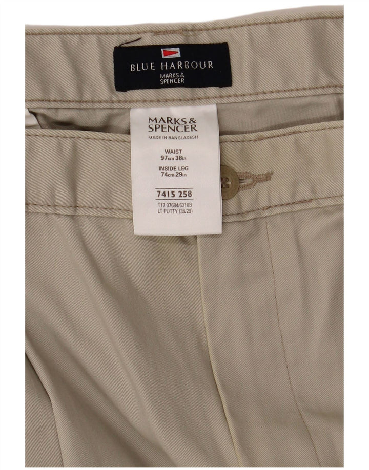 Pantaloni chino con pegged Marks & Spencer da uomo blu W38 L29 Beige
