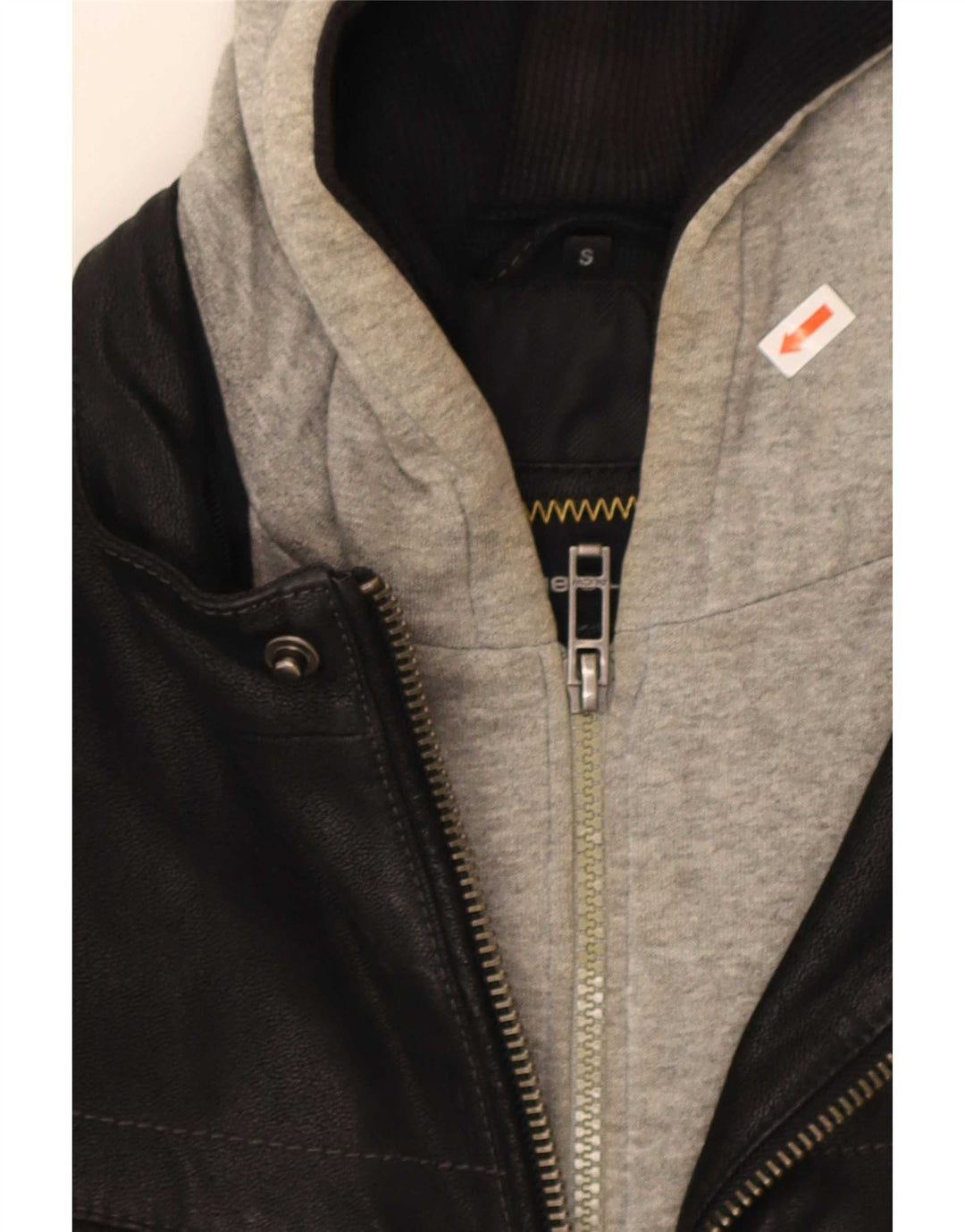 Giacca in pelle con cappuccio da uomo Angelo Litrico UK 36 Small Black Colourblock