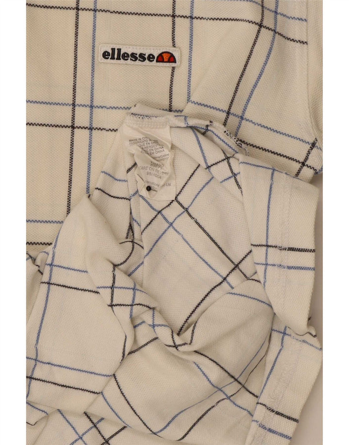 Polo da uomo Ellesse in cotone a quadri bianchi medi