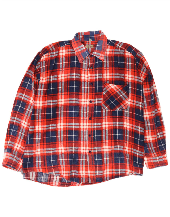 Camicia vintage da uomo in flanella XL in cotone a quadri rossi