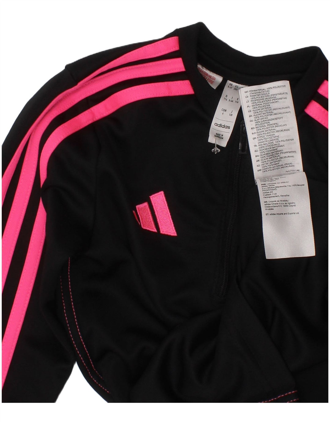 Top della tuta da ginnastica Adidas Aeroready Zip Neck per ragazze 5-6 anni nera